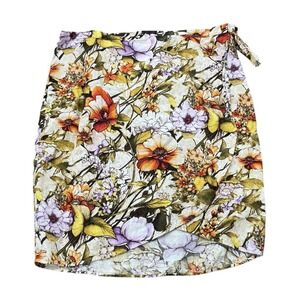 Chicos Womens Plus Size‎ 20/22 Midi Skirt Floral Linen Faux Wrap Elastic Waist